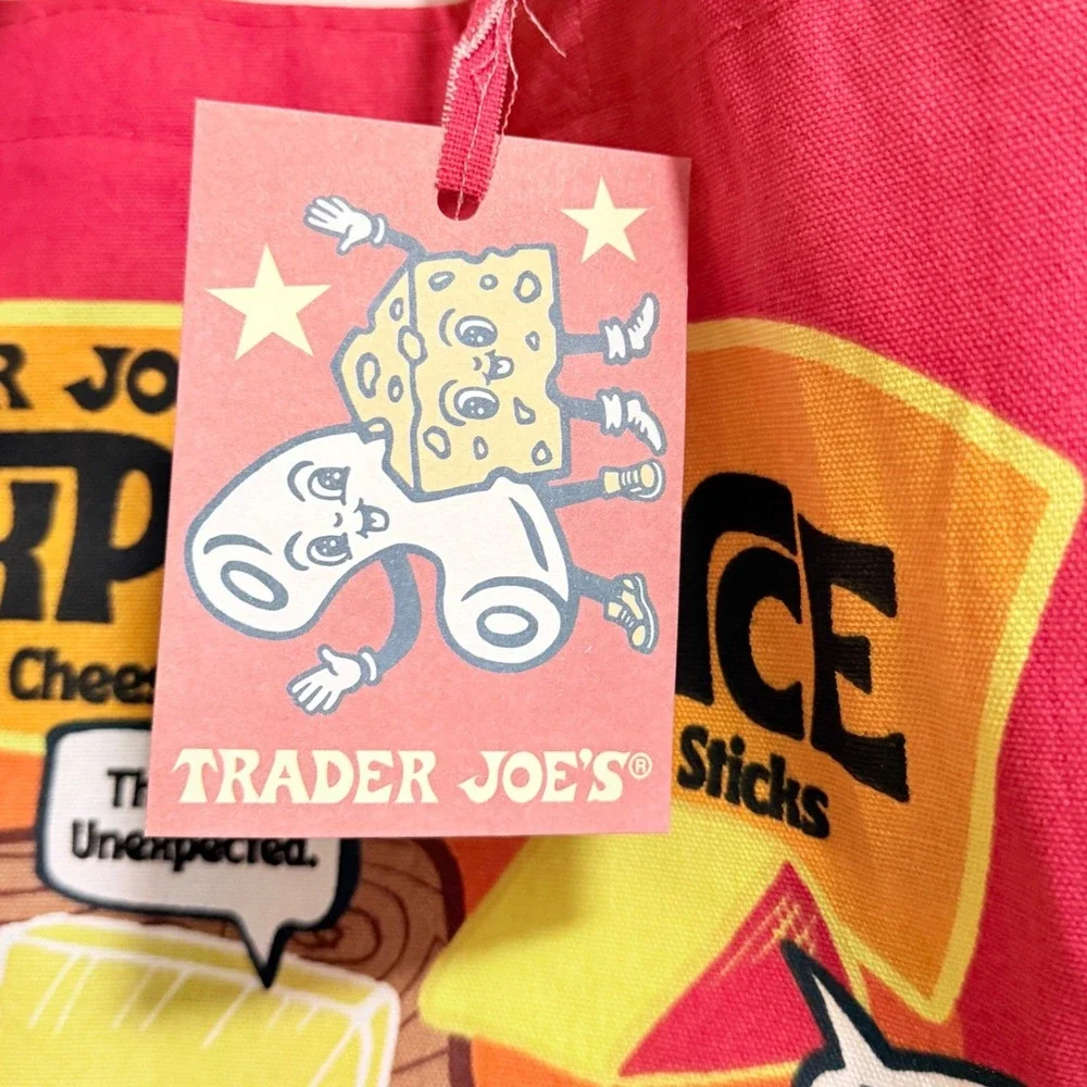 Trader Joes Cheese Experience Bag Red Cotton Canvas Tote Graphic Grocery - Picture 2 of 4